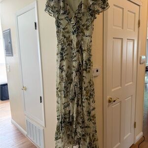 Chelsea28 Floral High Low Dress - Cream and Green